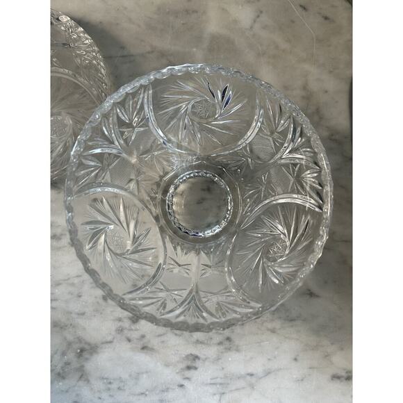 Bohemia Crystal Candy Dish Lidded Vintage Violetta Pinwheel Star of David Clear - Picture 10 of 16